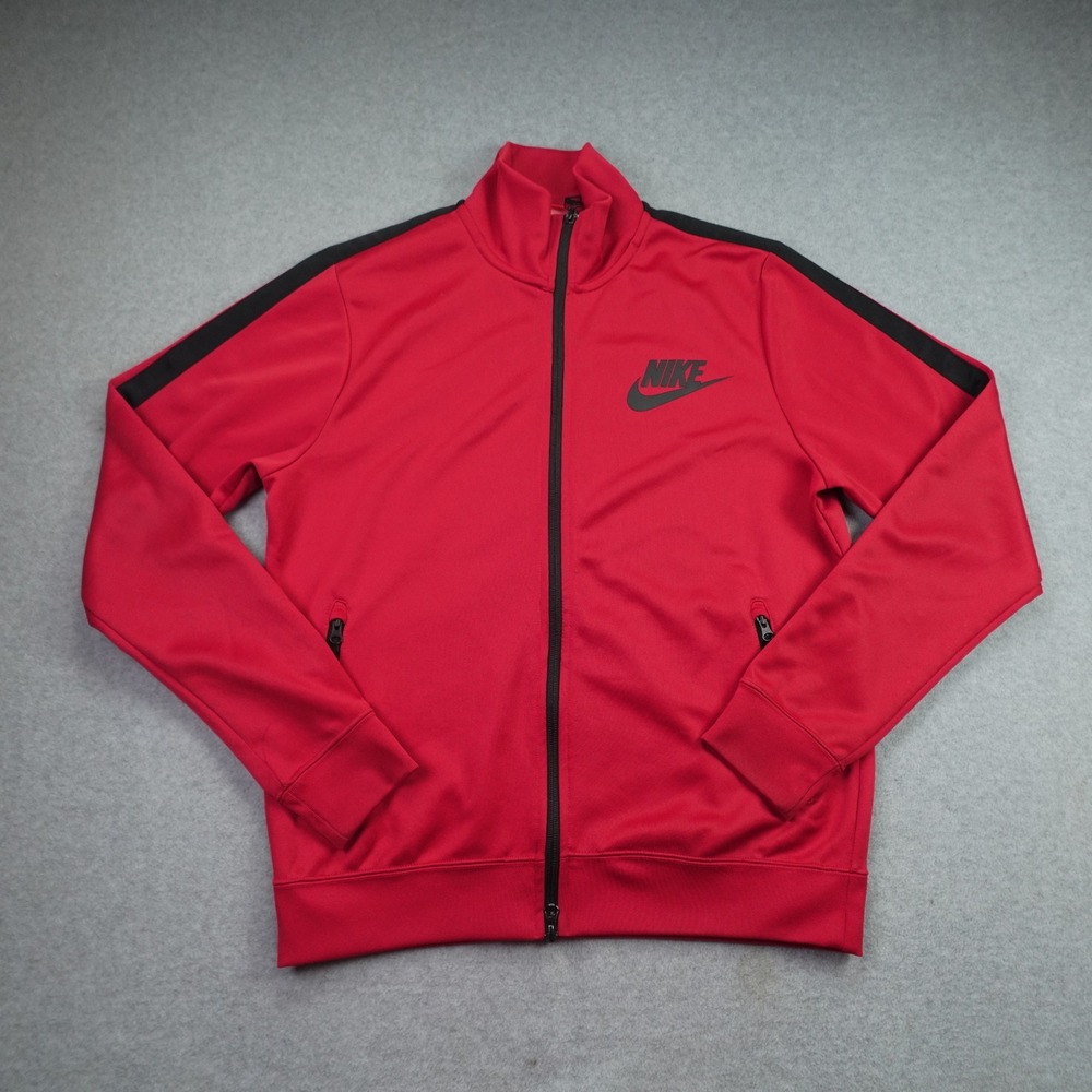 Nike Jacket Mens M Red Side Stripe Full Zip Track Sporty Activewear